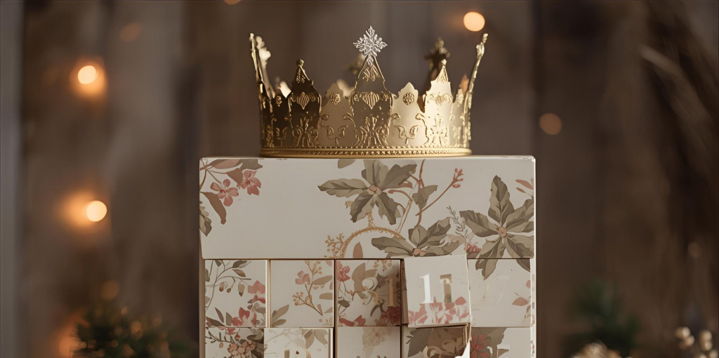 Dein Königinnen Advent - Ein Adventskalender, auf dem eine Krone liegt